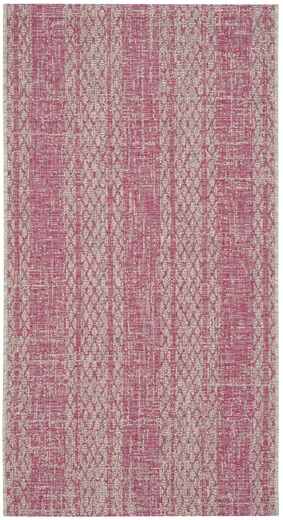 Contemporary Area Rug, CY8736-39712, 90 X 150 cm in Light Grey / Fuchsia