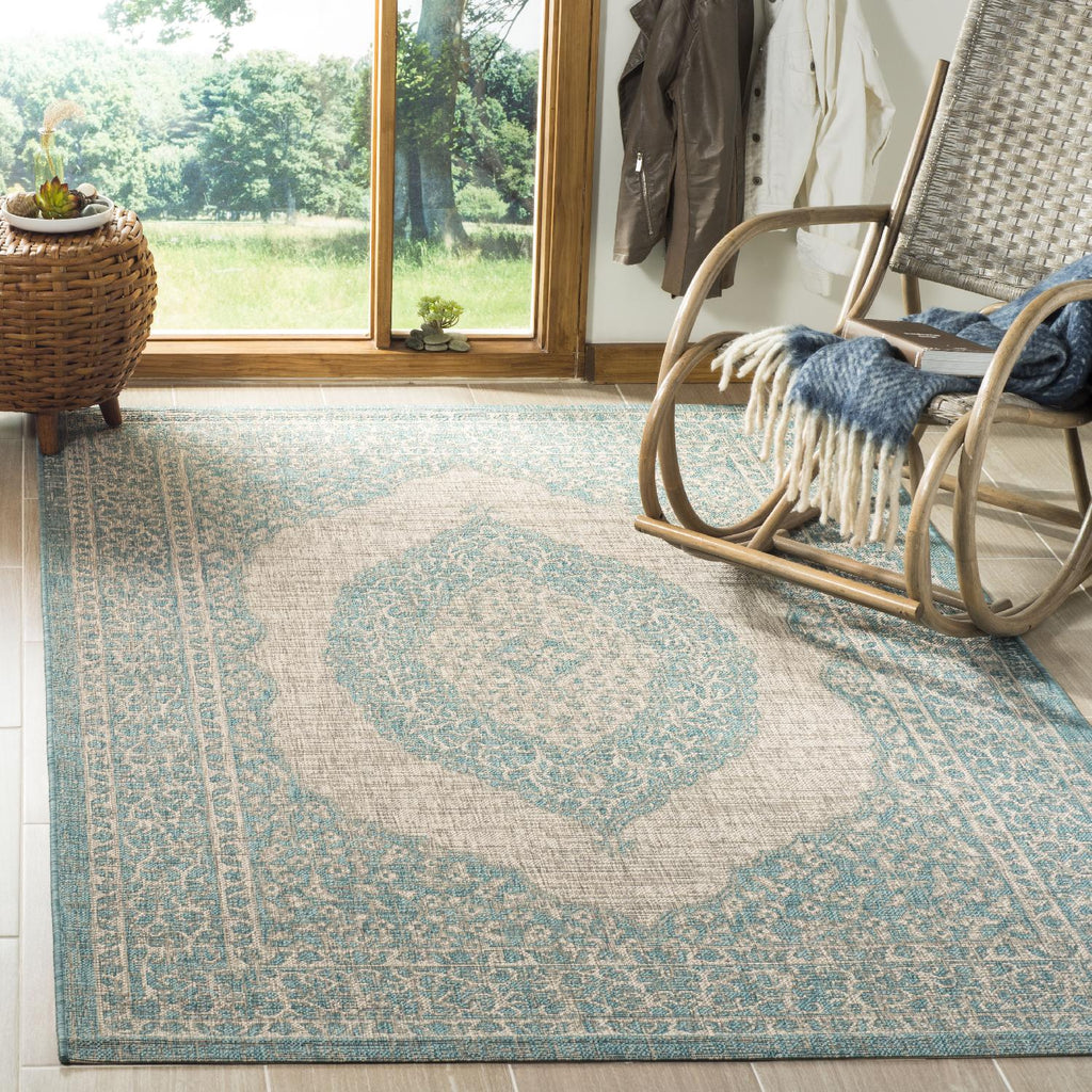 Contemporary Area Rug, CY8751-37112, 200 X 300 cm in Light Grey / Aqua