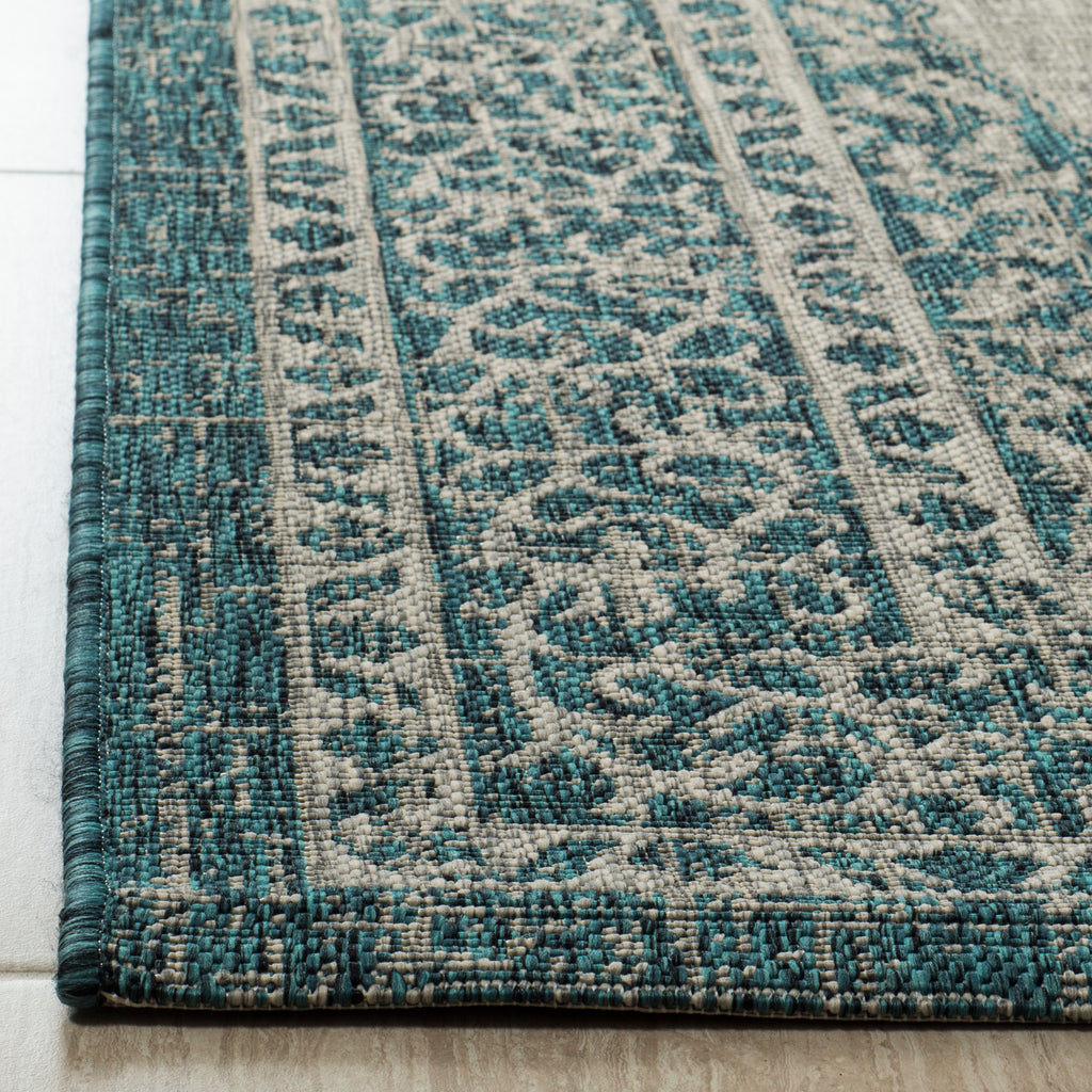 Contemporary Area Rug, CY8751-37212, 160 X 230 cm in Light Grey / Teal