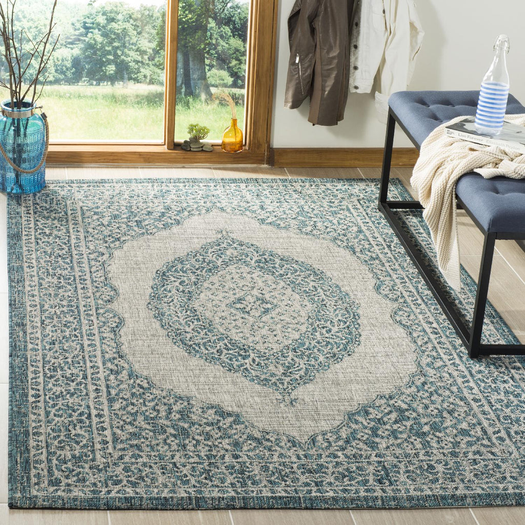 Contemporary Area Rug, CY8751-37212, 243 X 335 cm in Light Grey / Teal