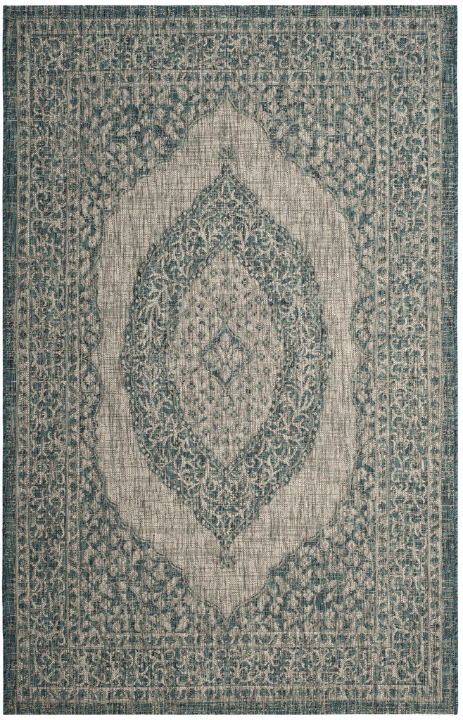 Contemporary Area Rug, CY8751-37212, 90 X 150 cm in Light Grey / Teal