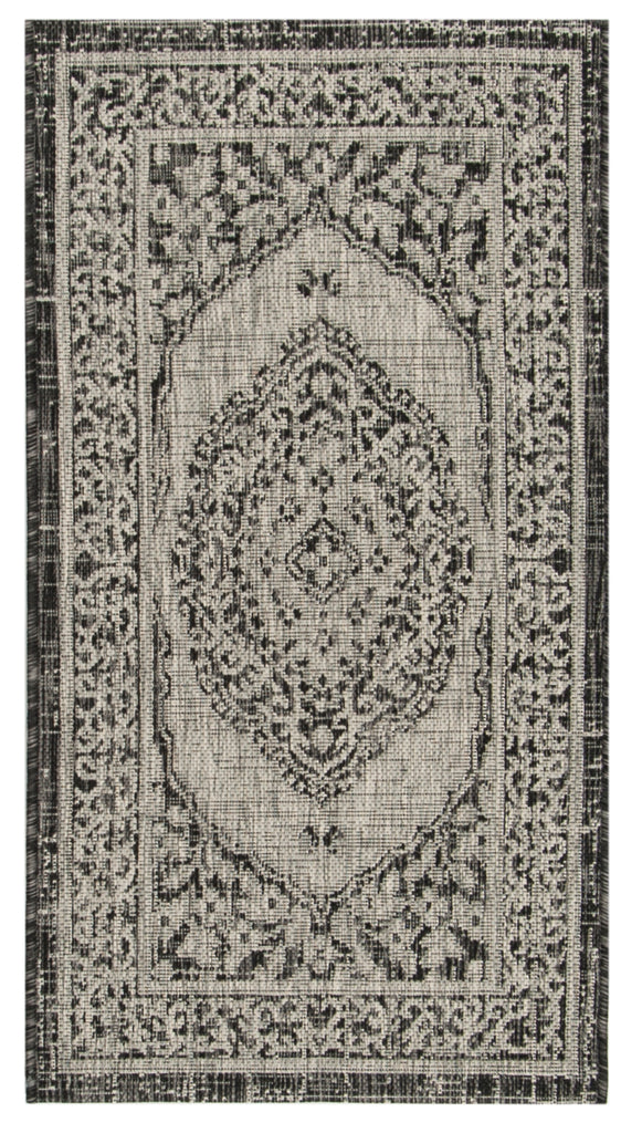 Contemporary Accent Rug, CY8751-37612, 60 X 109 cm in Light Grey / Black