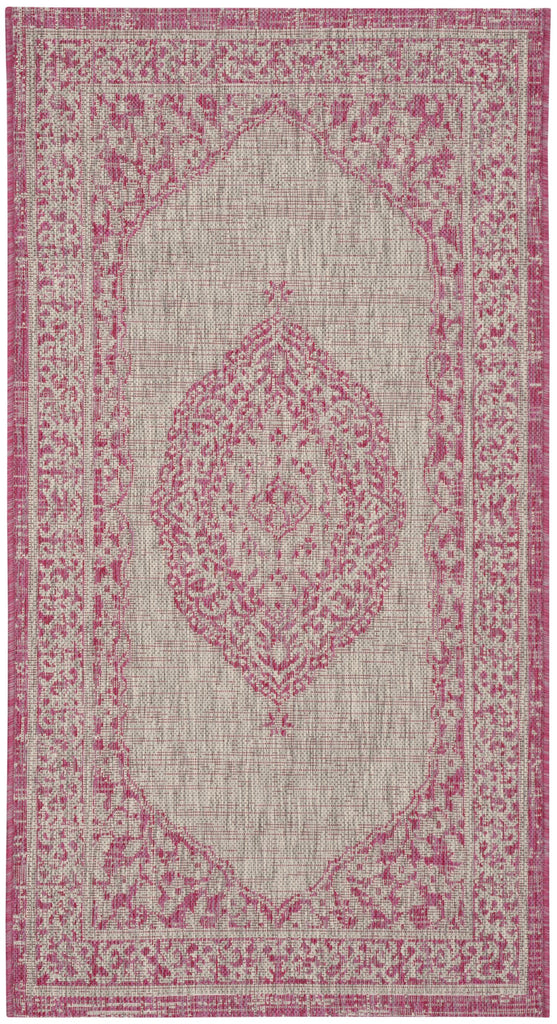 Contemporary Accent Rug, CY8751-39712, 60 X 109 cm in Light Grey / Fuchsia