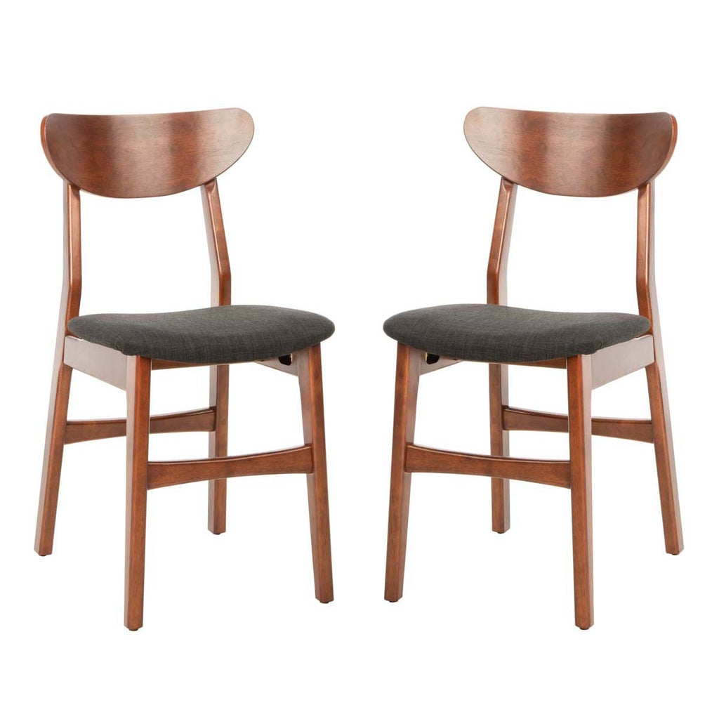 Safavieh Lucca Retro Dining Chair-Walnut/Black Cushion (Set of 2)