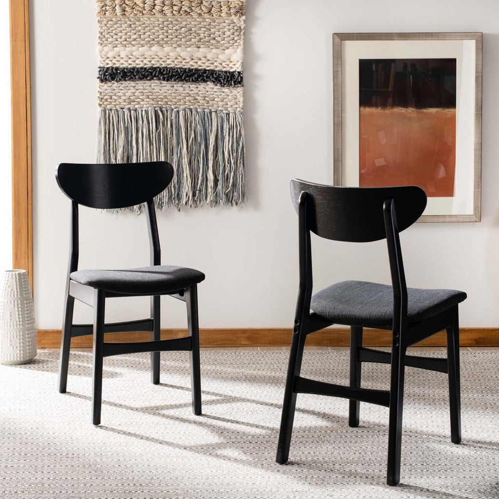 Safavieh Lucca Retro Dining Chair-Black/Black Cushion (Set of 2)