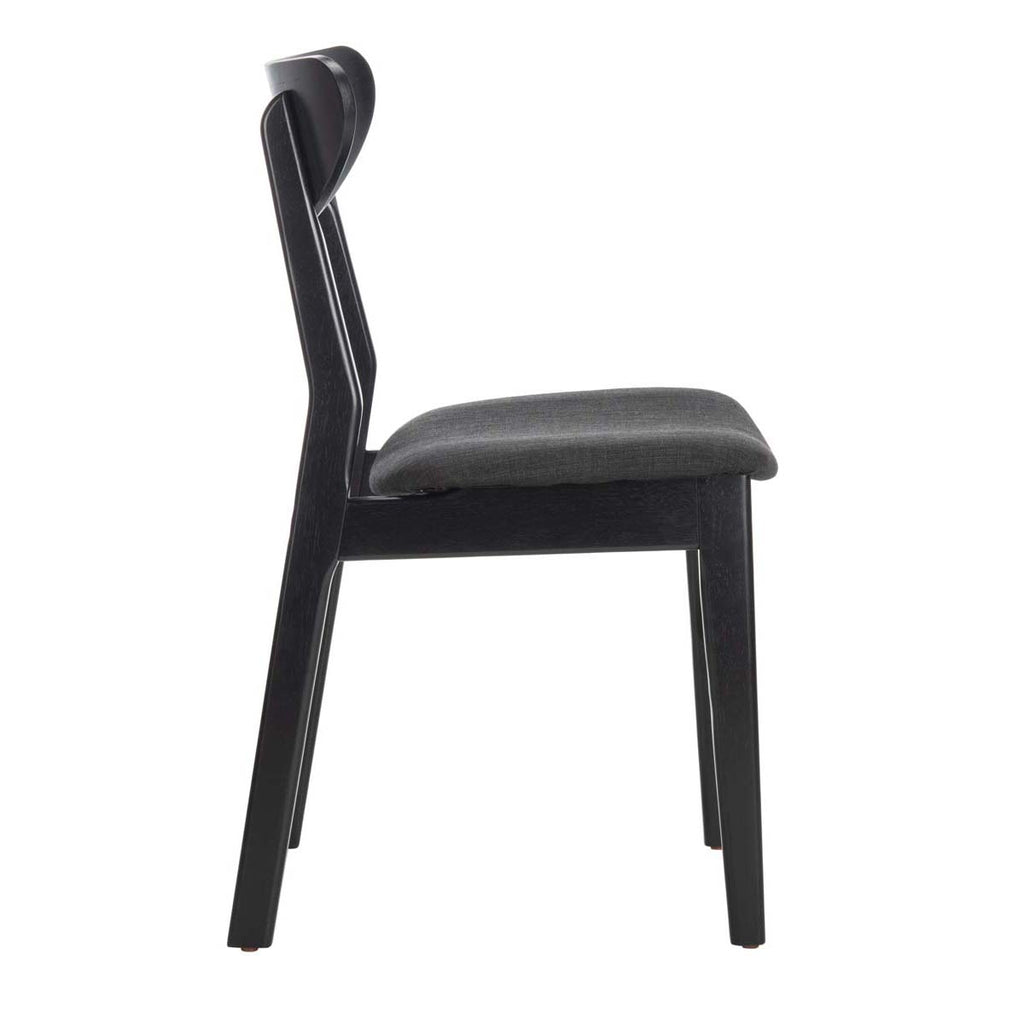 Safavieh Lucca Retro Dining Chair-Black/Black Cushion (Set of 2)