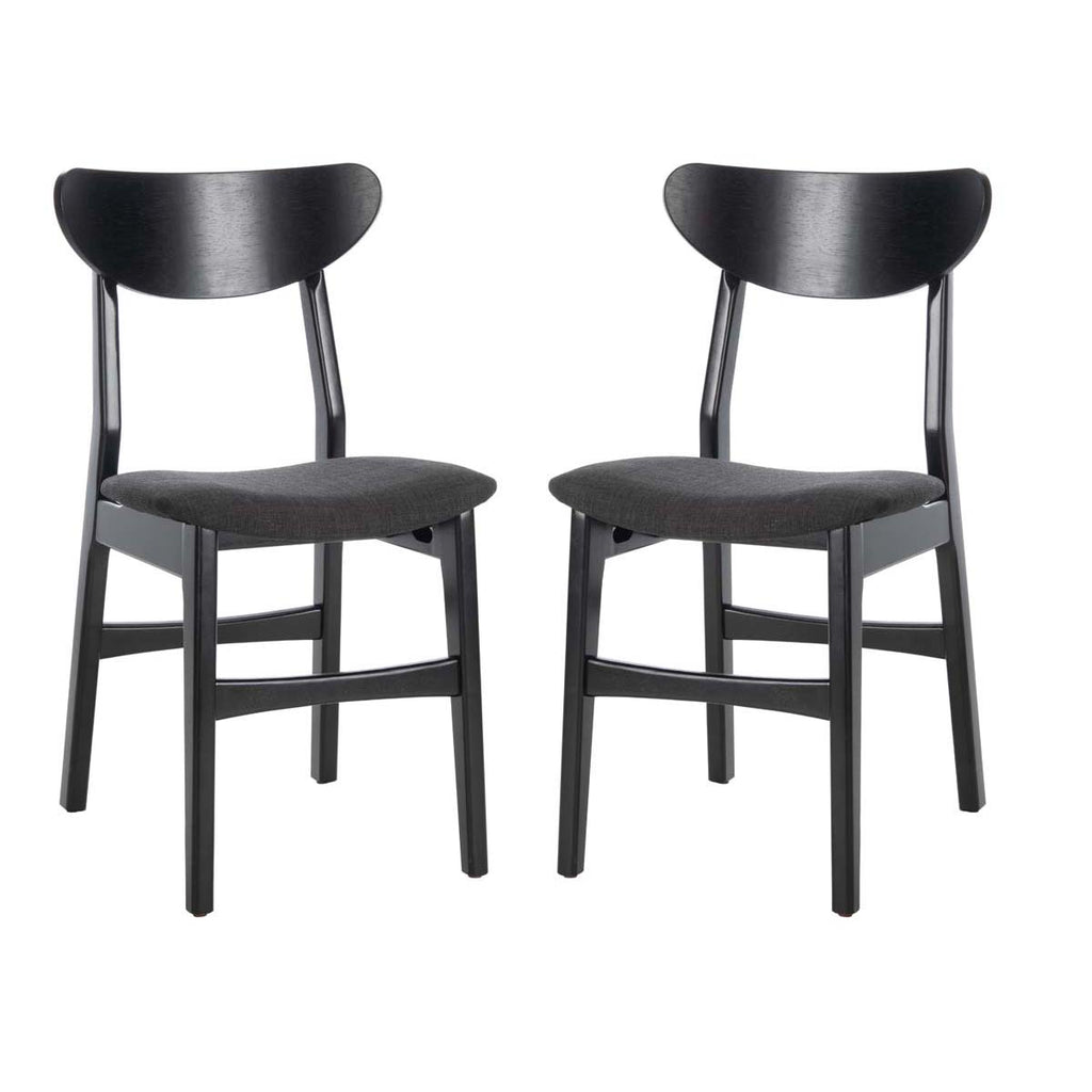 Safavieh Lucca Retro Dining Chair-Black/Black Cushion (Set of 2)