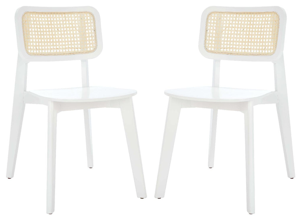 Safavieh Luz Cane Dining Chair (Set of 2) - White / Natural