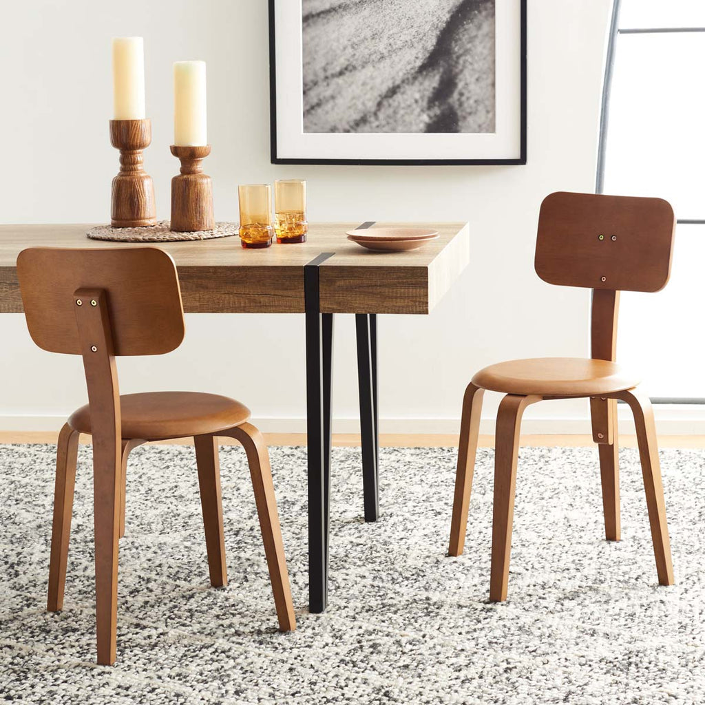 Safavieh Jo Upholstered Stackable Dining Chair - Walnut