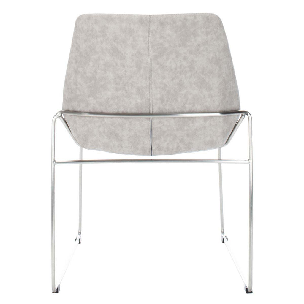 Safavieh Alexis Mid Century Dining Chair-Stone Grey Pu/Silver (Set of 2)