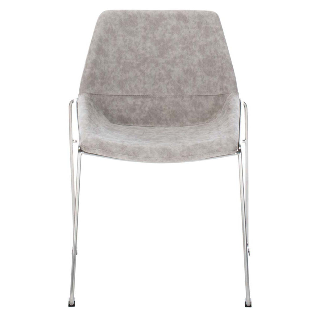 Safavieh Alexis Mid Century Dining Chair-Stone Grey Pu/Silver (Set of 2)