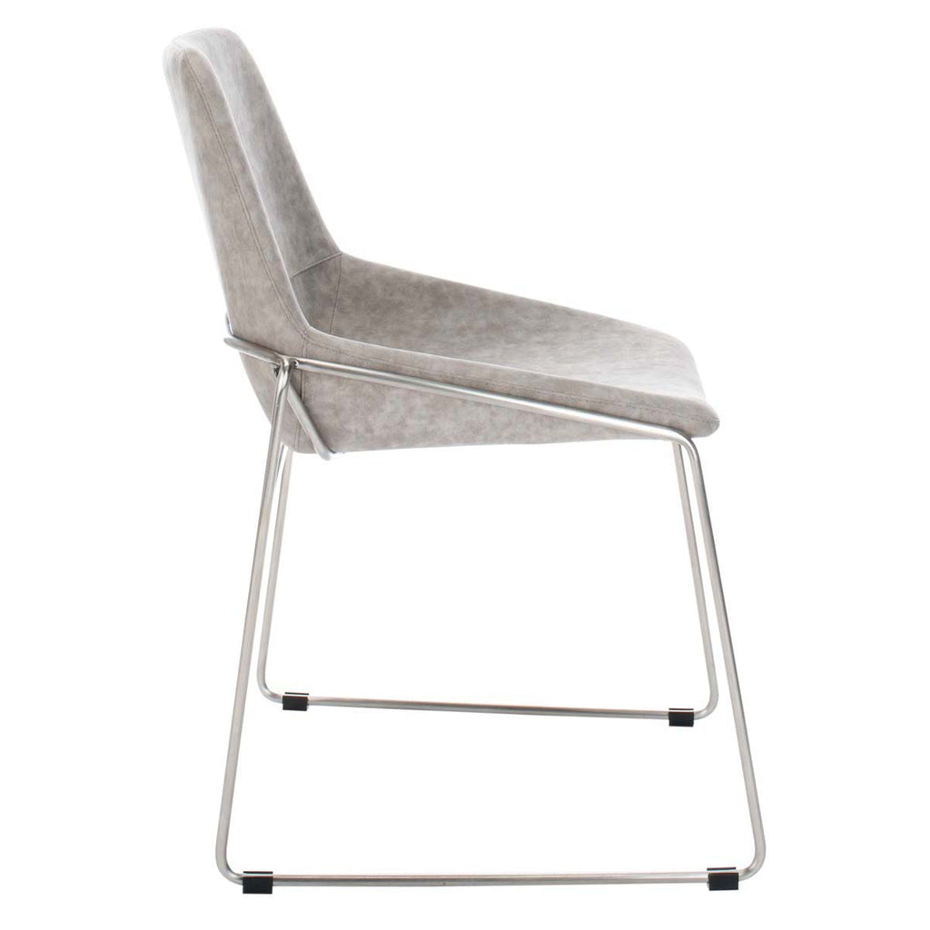 Safavieh Alexis Mid Century Dining Chair-Stone Grey Pu/Silver (Set of 2)