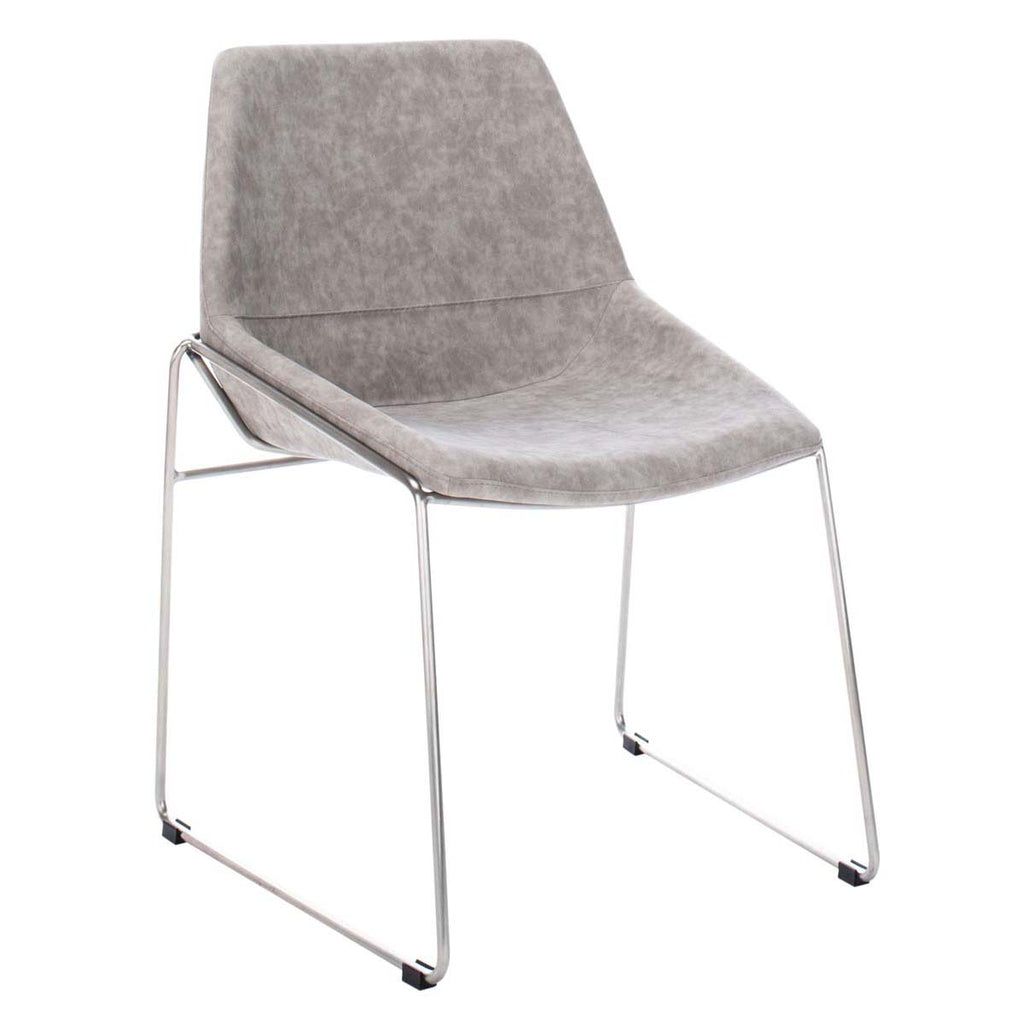 Safavieh Alexis Mid Century Dining Chair-Stone Grey Pu/Silver (Set of 2)