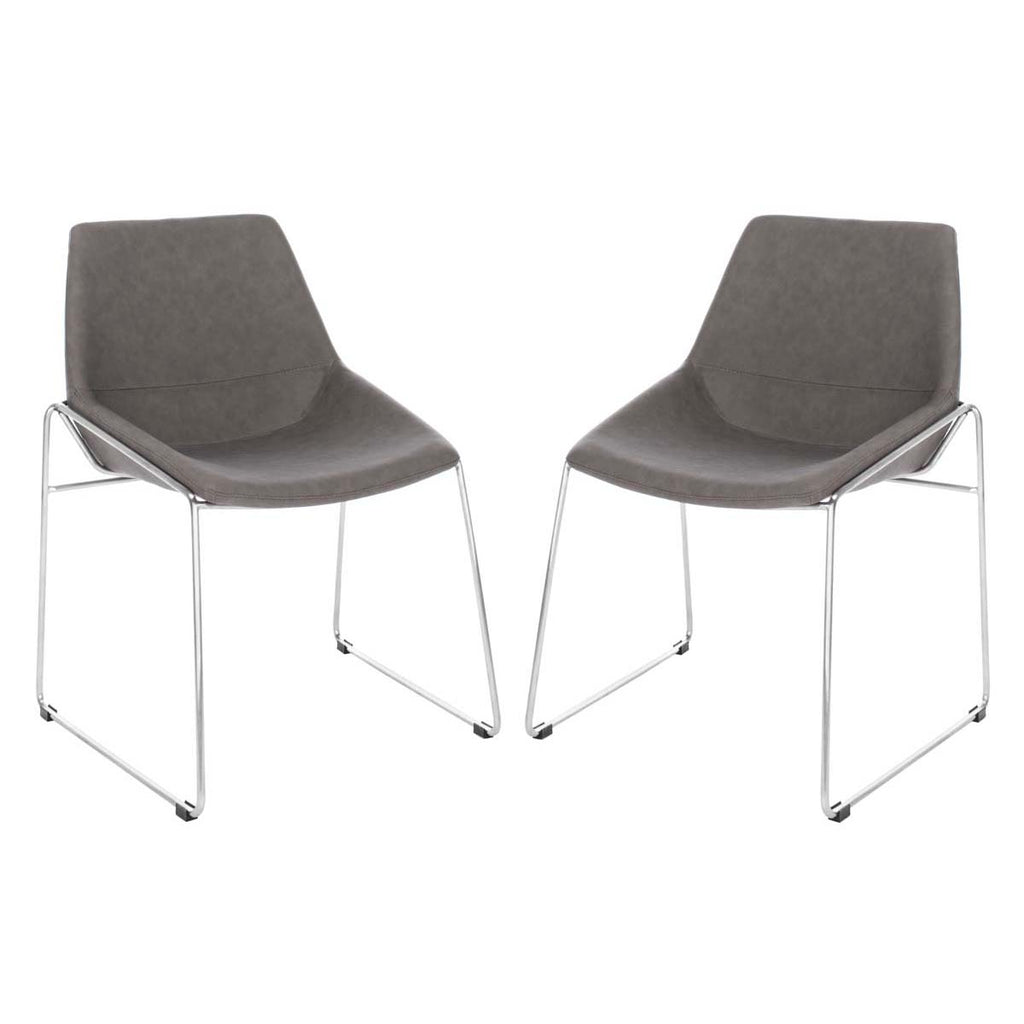 Safavieh Alexis Mid Century Dining Chair-Ash Pu/Silver (Set of 2)