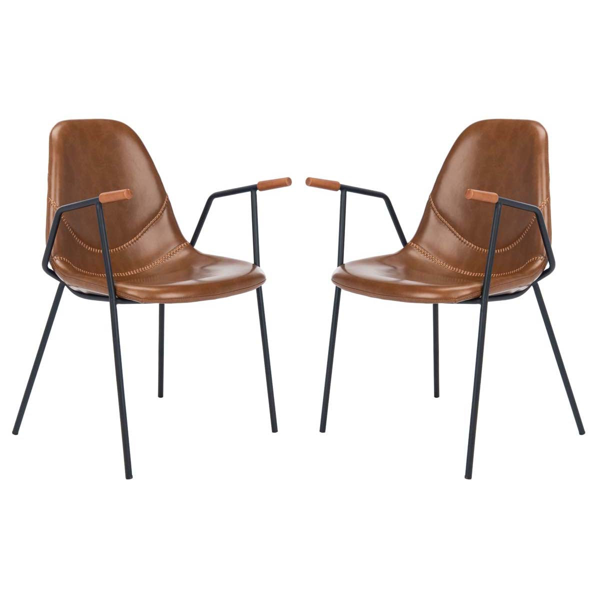 Cognac leather dining online chair