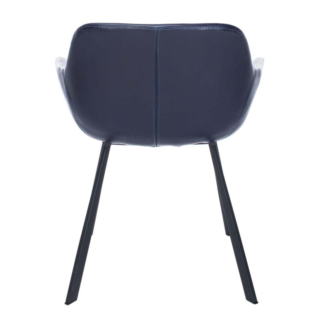 Safavieh Arlo Mid Century Dining Chair-Midnight Blue Pu/Black (Set of 2)