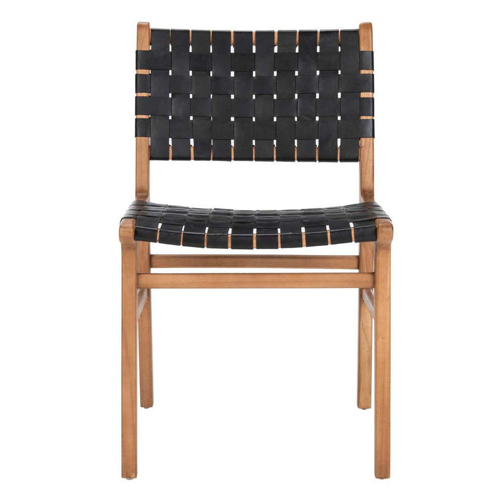 Safavieh Taika Woven Leather Dining Chair-Black/Natural (Set of 2)