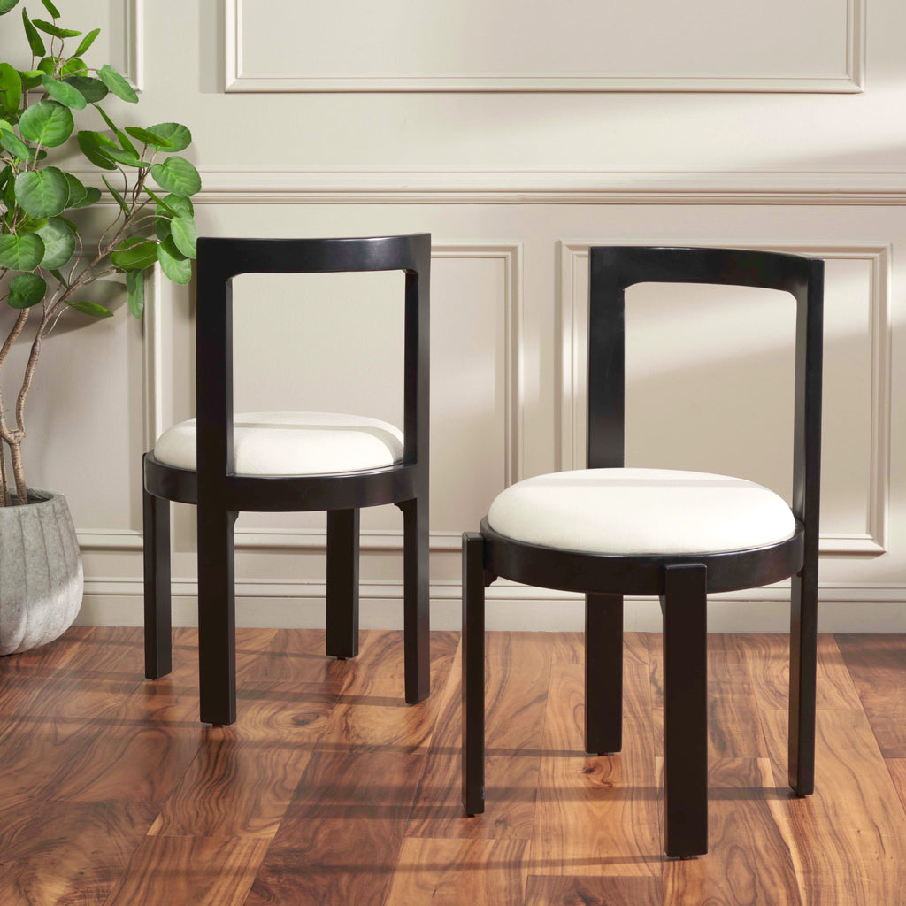 Safavieh Estes Round Dining Chair (Set of 2) - Black / White