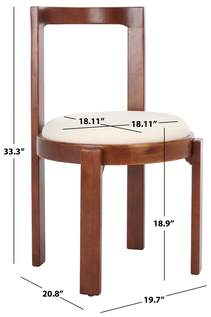 Safavieh Estes Round Dining Chair (Set of 2) - Walnut / White