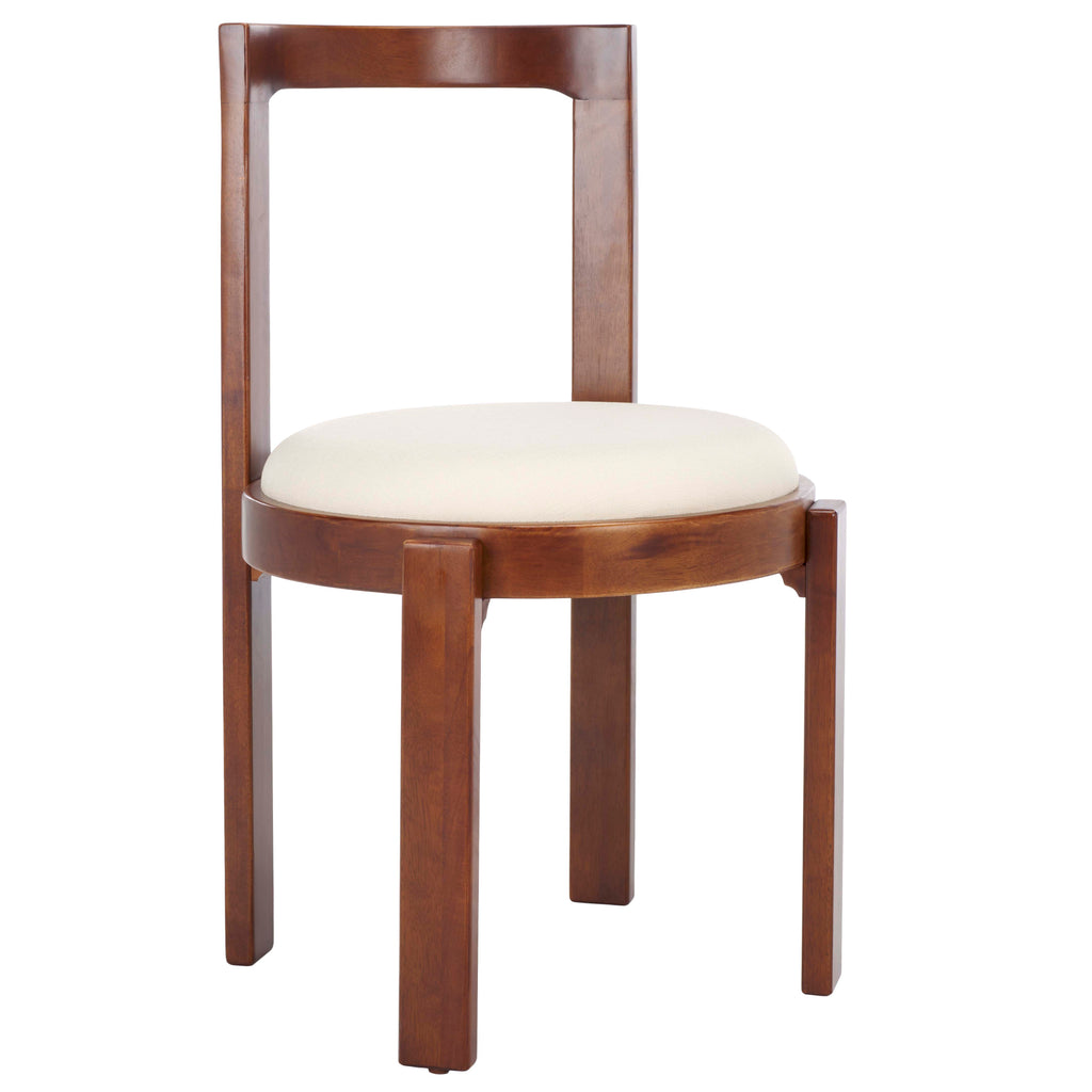 Safavieh Estes Round Dining Chair (Set of 2) - Walnut / White