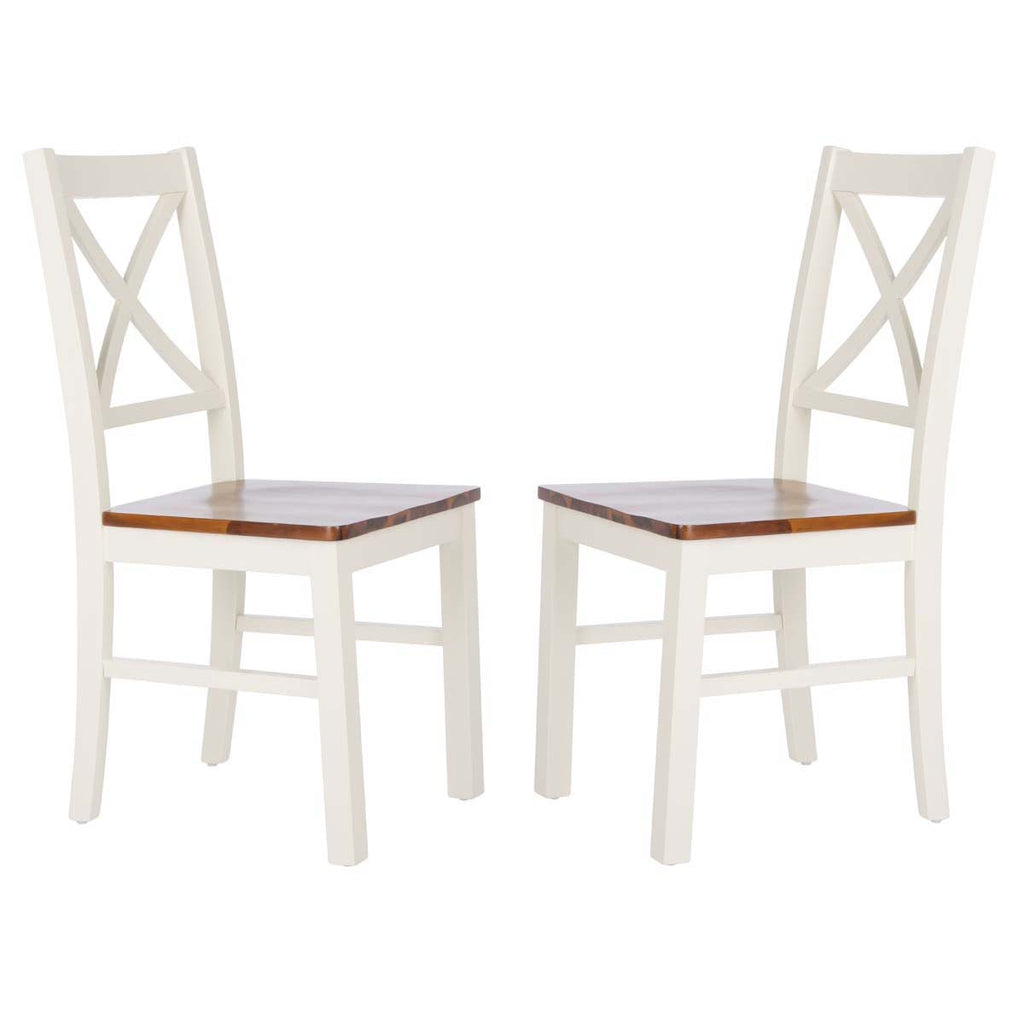 Safavieh Akash Dining Chair-White/Natural (Set of 2)