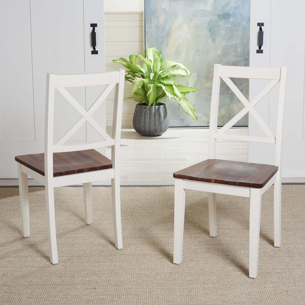 Safavieh Silio X Back Dining Chair-White/Natural (Set of 2)