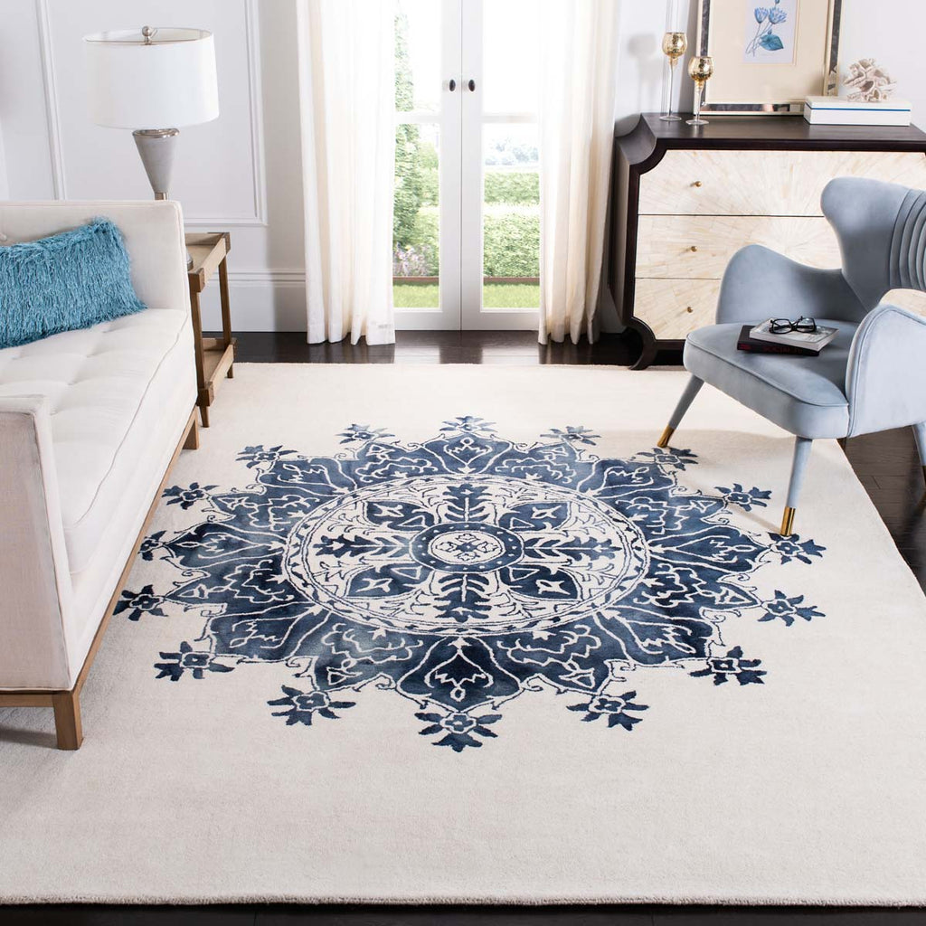 Safavieh Dip Dye Rug Collection DDY701M - Ivory / Blue