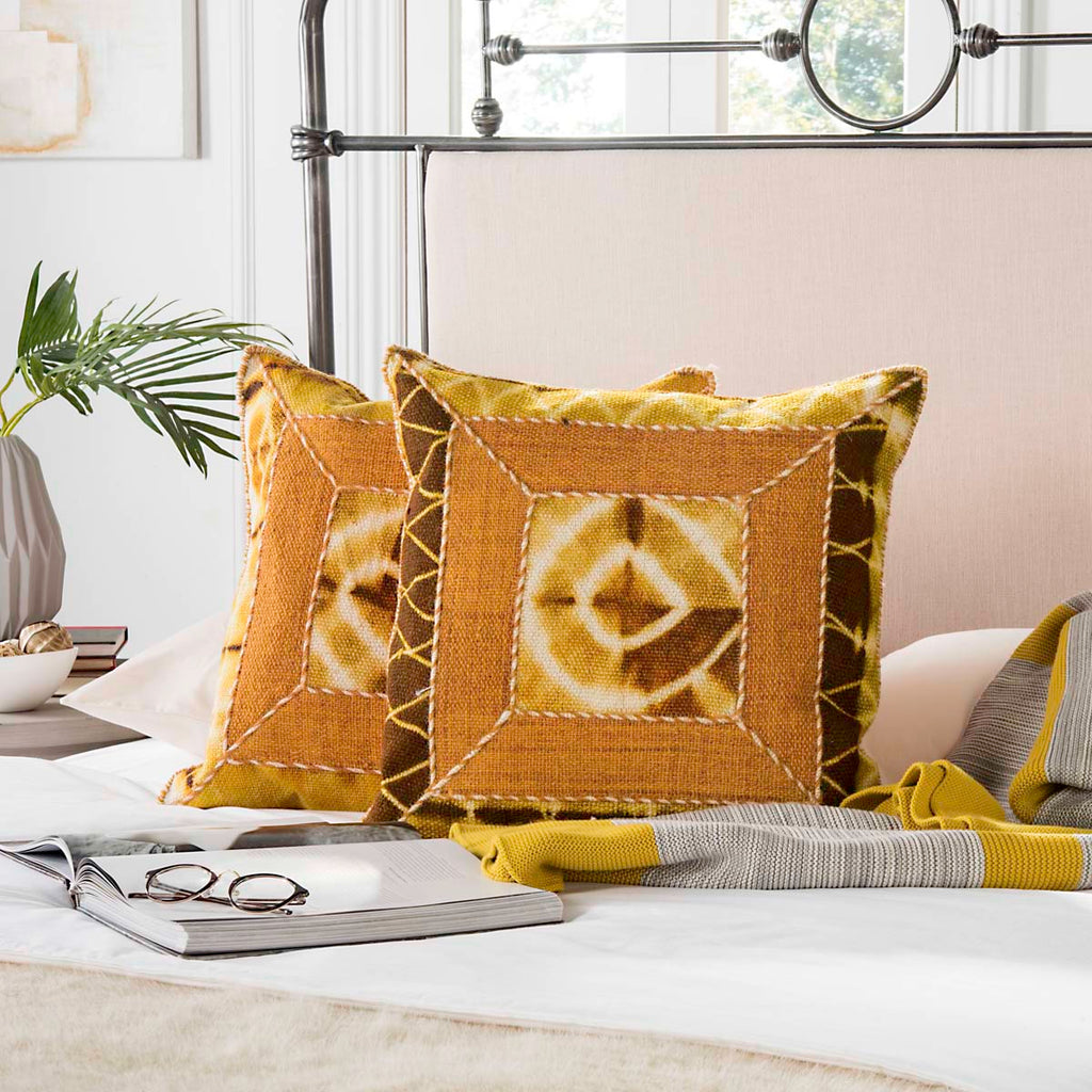 Safavieh Dip-Dye Patch Pillow - Tumeric