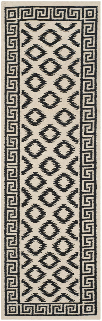 Flatweave Runner Rug, DHU411A, 62 X 240 cm in Ivory / Black