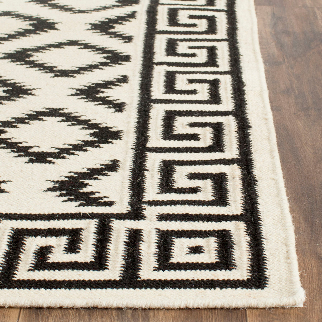 Flatweave Area Rug, DHU411A, 120 X 180 cm in Ivory / Black