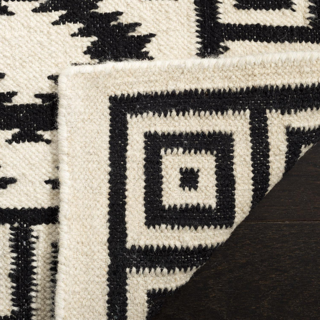 Flatweave Runner Rug, DHU411A, 62 X 240 cm in Ivory / Black