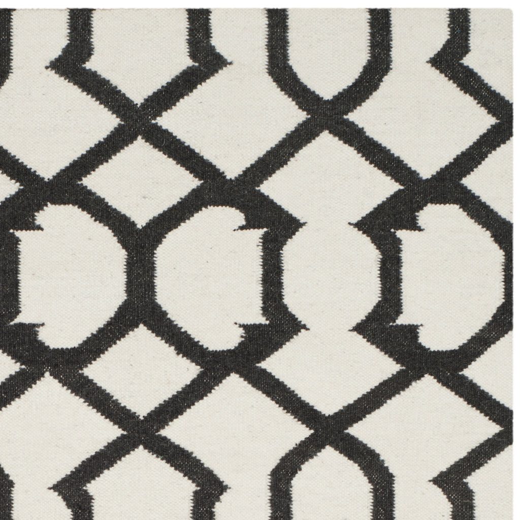 Flatweave Area Rug, DHU753D, 90 X 150 cm in Ivory / Charcoal