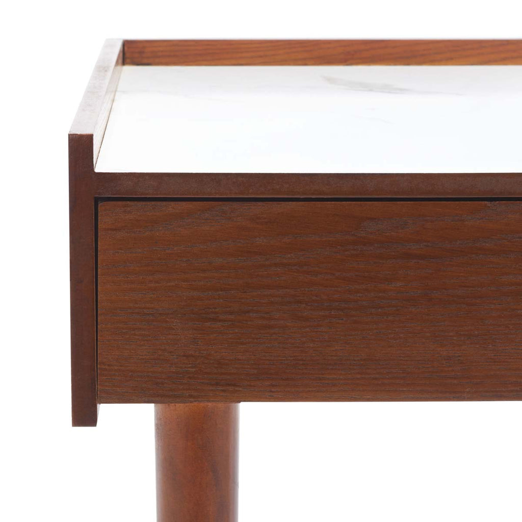 Safavieh Henley 2 Drawer Desk - White Marble / Brown