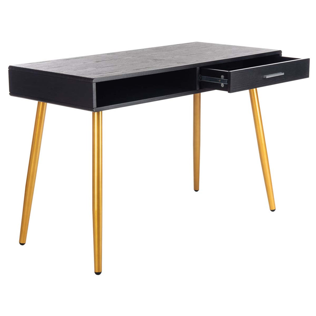 Safavieh Jorja 1 Drawer 1 Shelf Desk - Black/Gold