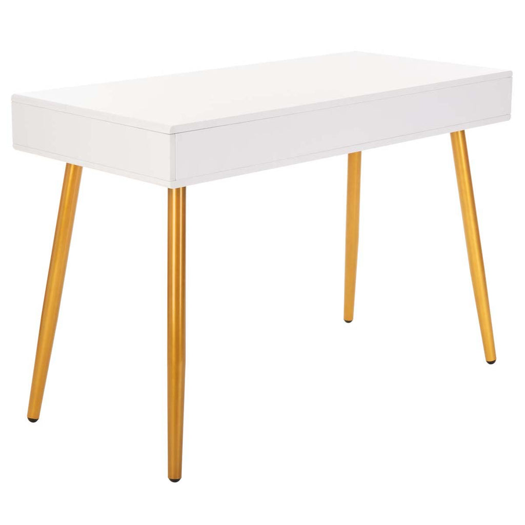 Safavieh Jorja 1 Drawer 1 Shelf Desk - White/Gold