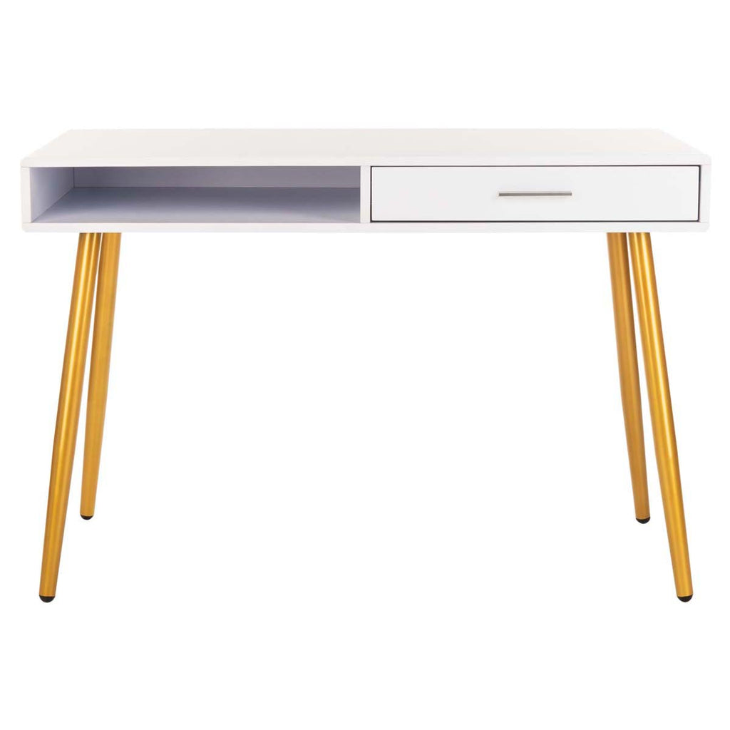 Safavieh Jorja 1 Drawer 1 Shelf Desk - White/Gold