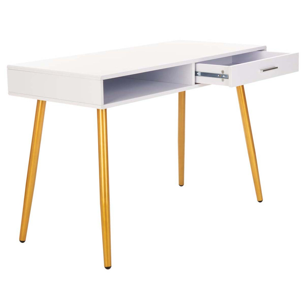 Safavieh Jorja 1 Drawer 1 Shelf Desk - White/Gold