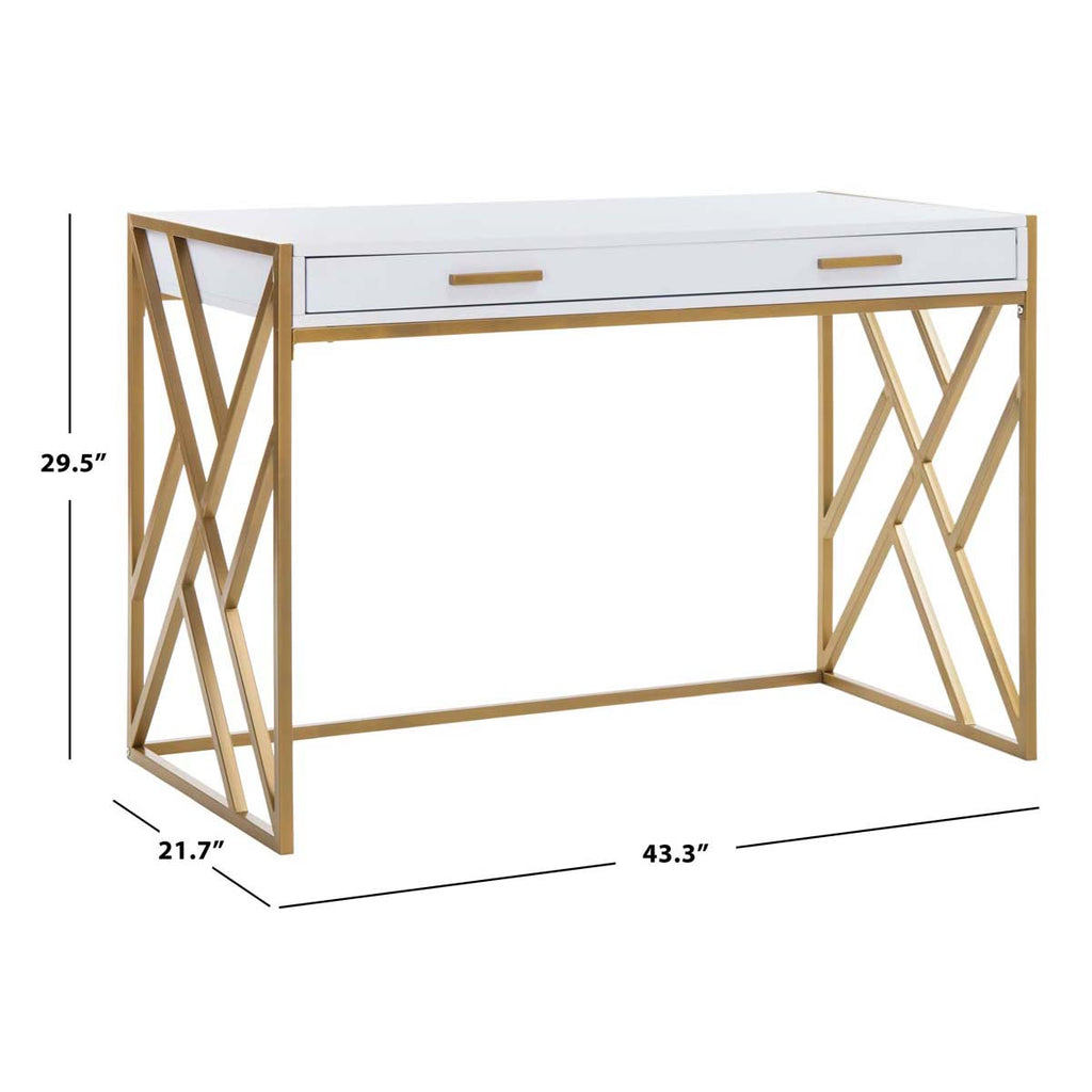 Safavieh Elaine 1 Drawer Desk - White/Gold