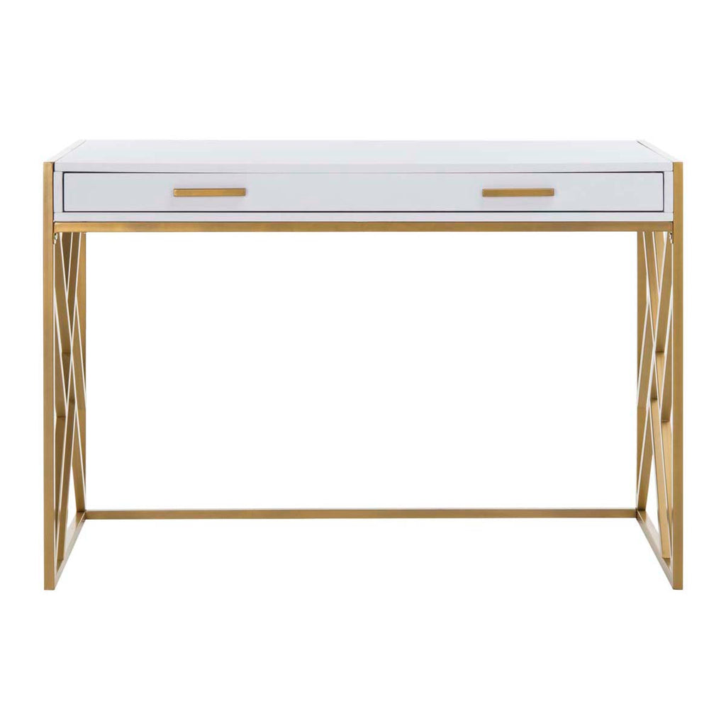 Safavieh Elaine 1 Drawer Desk - White/Gold