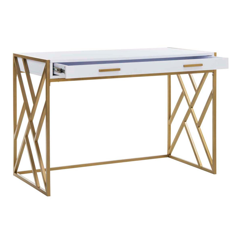 Safavieh Elaine 1 Drawer Desk - White/Gold