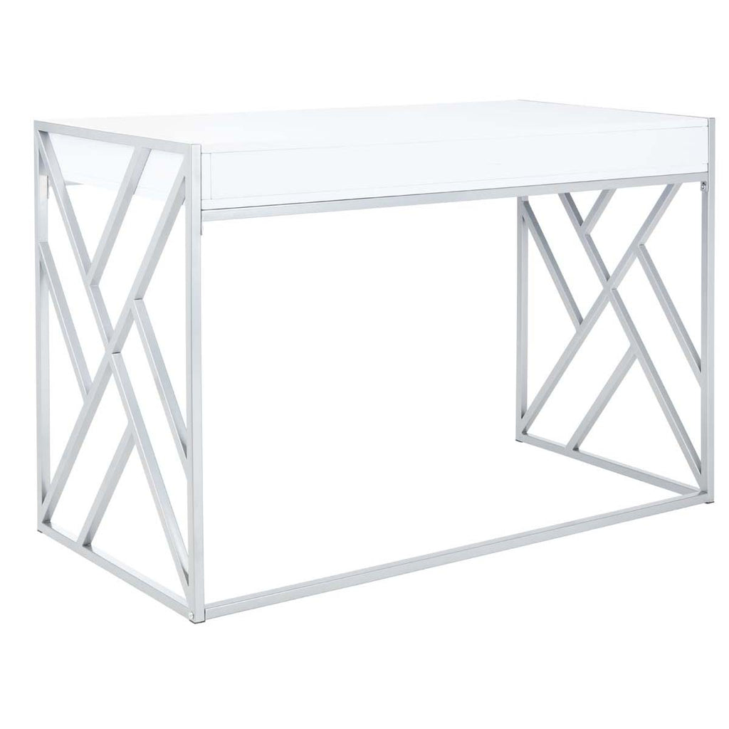 Safavieh Elaine 1 Drawer Desk - White/Silver