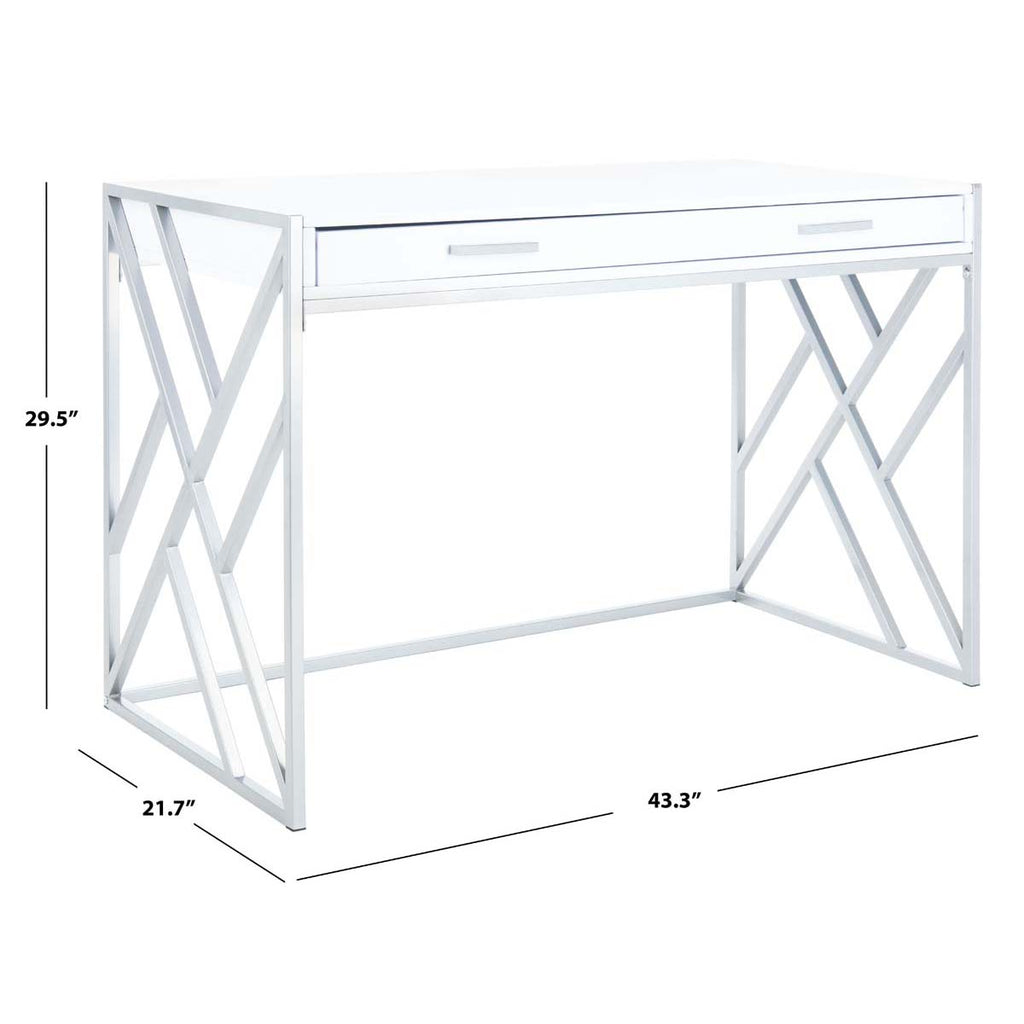 Safavieh Elaine 1 Drawer Desk - White/Silver