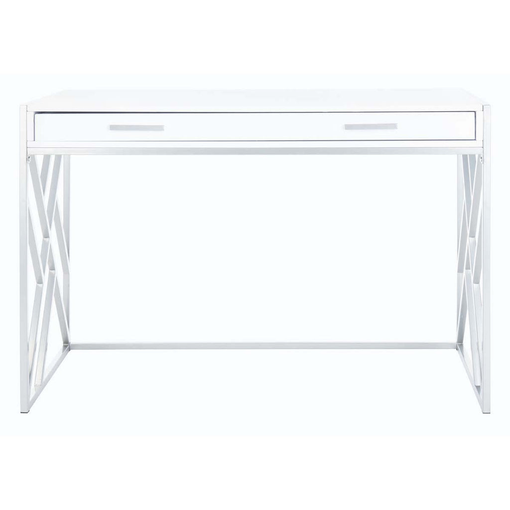 Safavieh Elaine 1 Drawer Desk - White/Silver