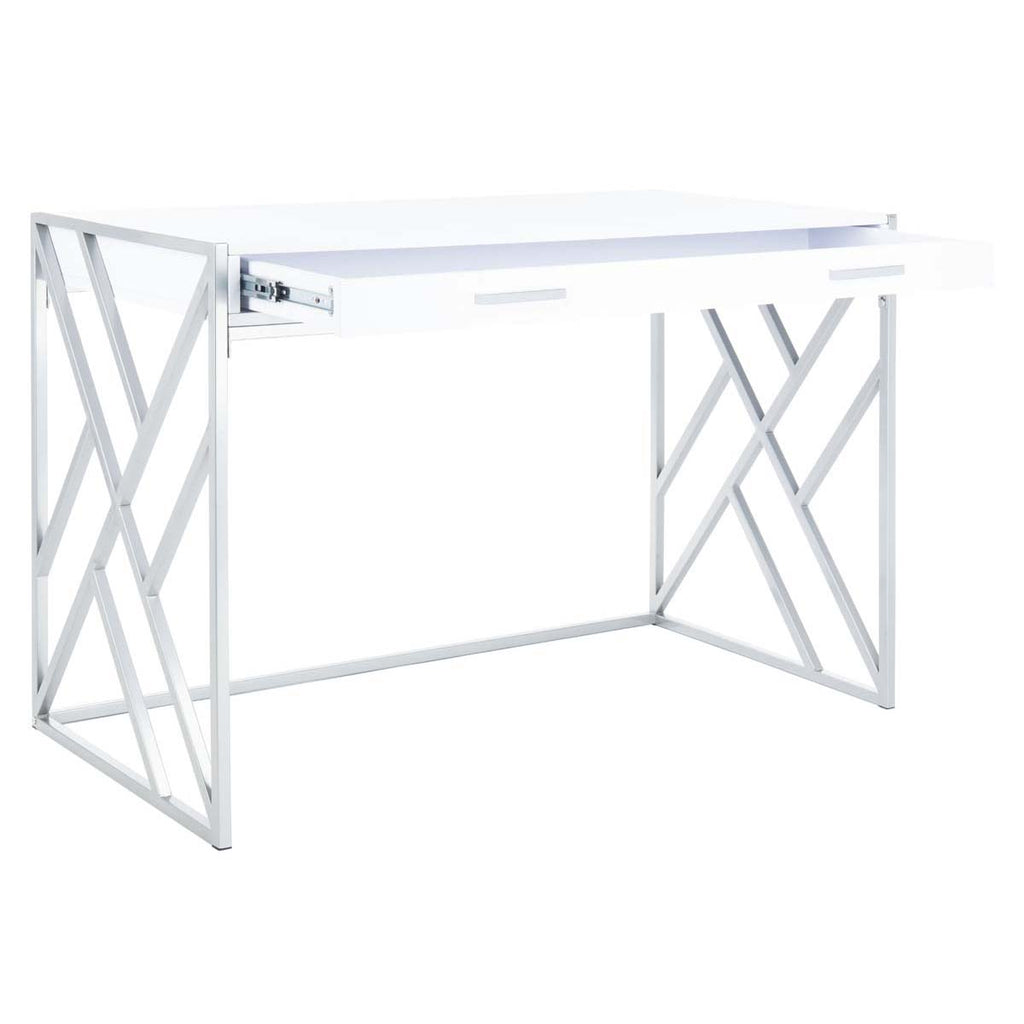 Safavieh Elaine 1 Drawer Desk - White/Silver