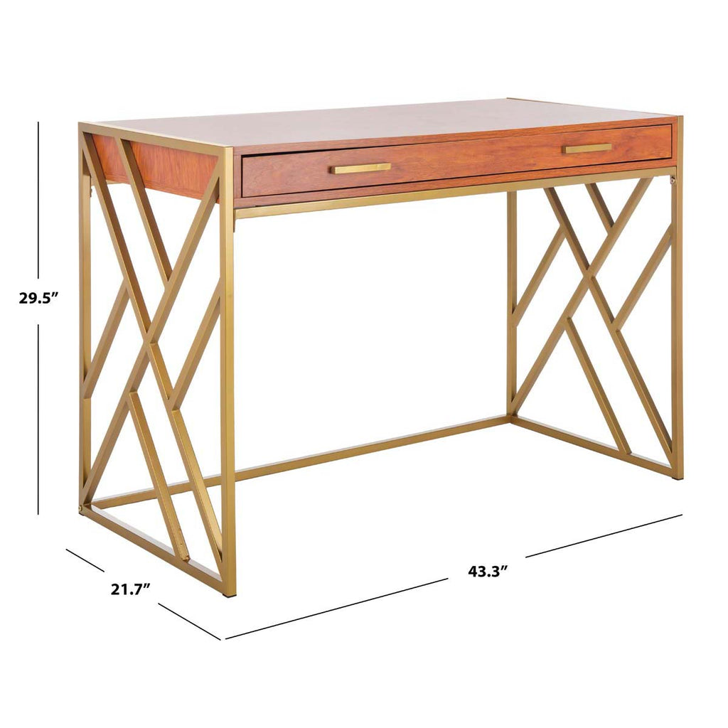 Safavieh Elaine 1 Drawer Desk - Natural/Gold