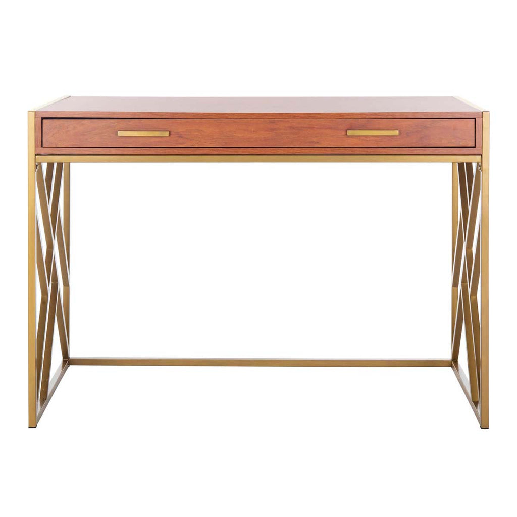 Safavieh Elaine 1 Drawer Desk - Natural/Gold