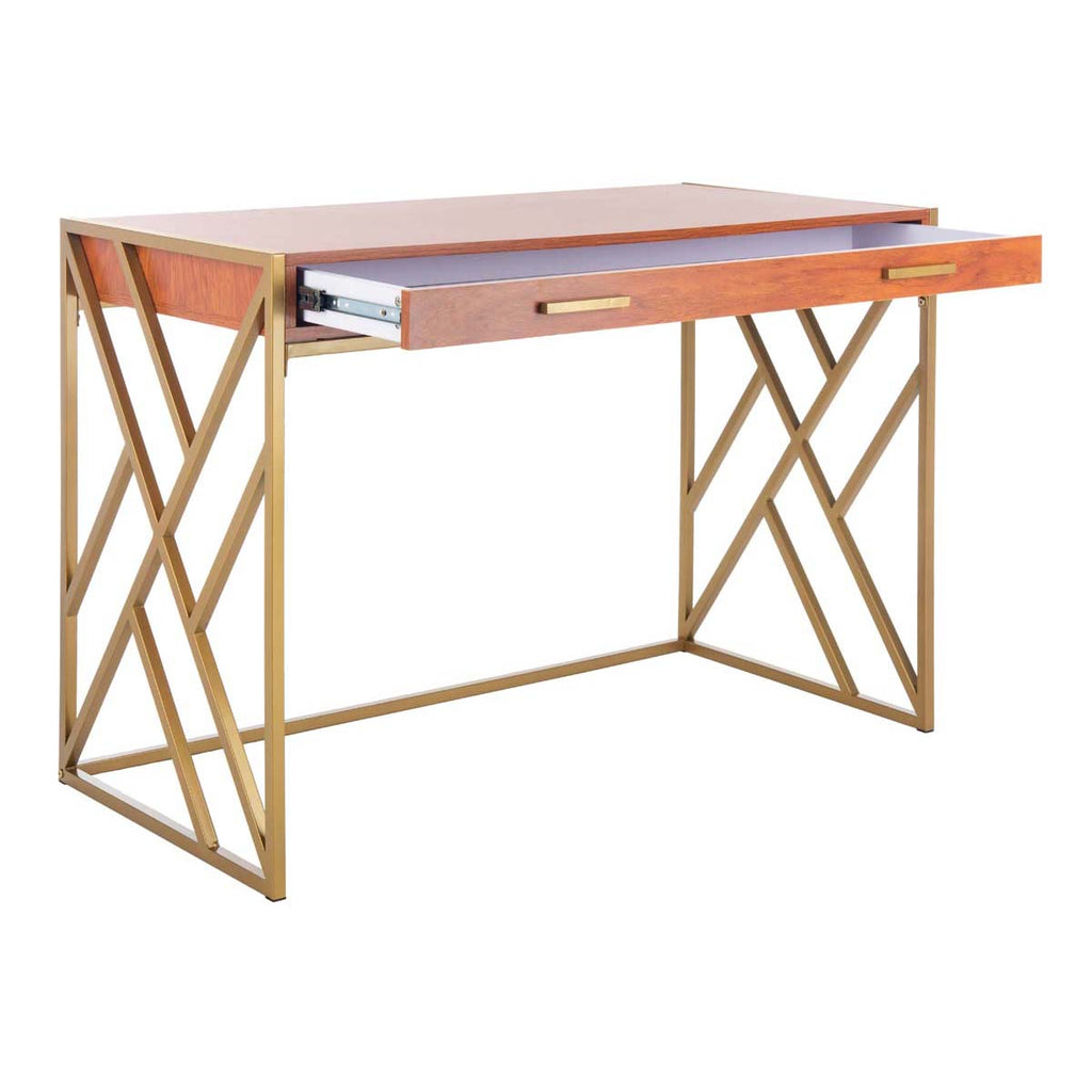 Safavieh Elaine 1 Drawer Desk - Natural/Gold