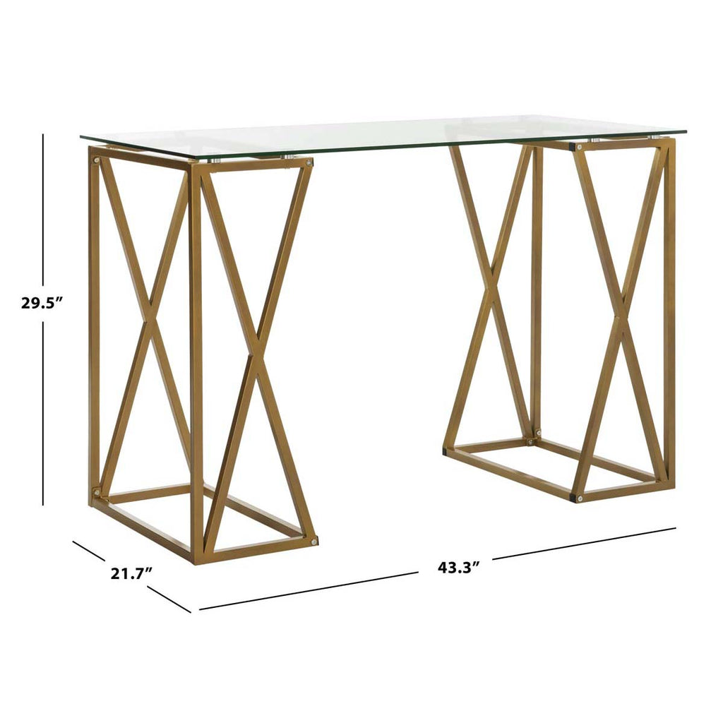 Safavieh Theresa Glass Top Desk - Glass/Gold