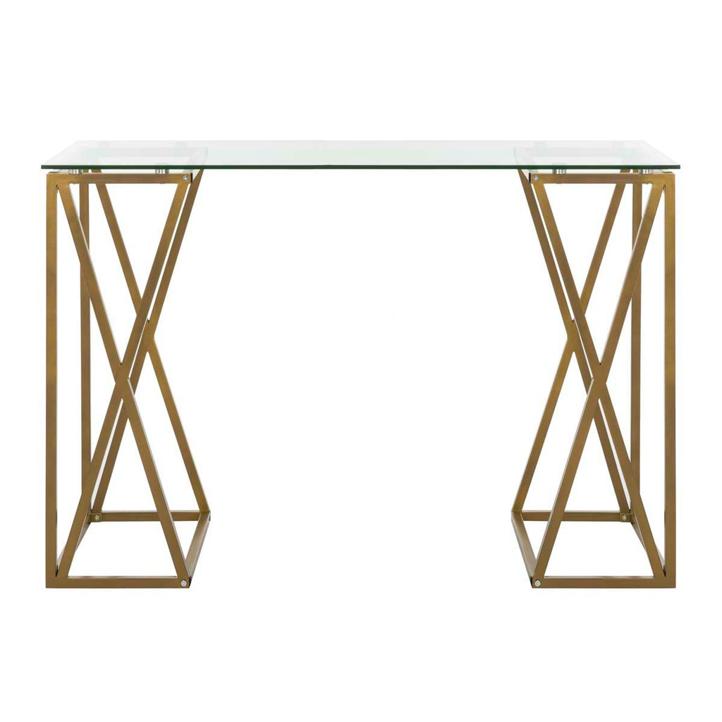 Safavieh Theresa Glass Top Desk - Glass/Gold