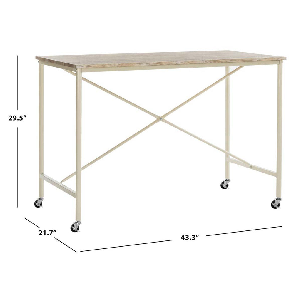 Safavieh Callie Rolling Desk - Rustic Brown/Cream